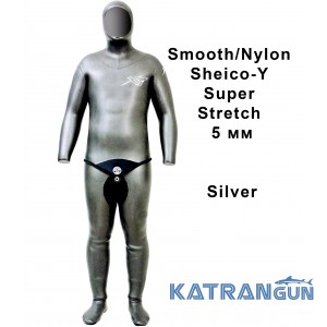 Гидрокостюм для фридайвинга XT Diving Pro Smooth/Nylon Sheico-Y Super Stretch 5 мм; серебристый