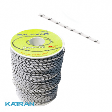 Линь для подводного ружья Salvimar Dyneema 2 мм; белый в чёрную полоску