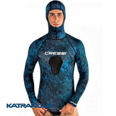Рашгард лайкрова футболка Cressi Rashguard Blue Hunter із шоломом