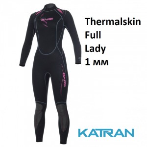Гідрокостюм жіночий для серфінгу Bare Thermalskin Full Lady 1 мм