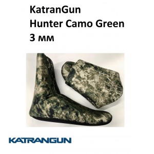 Носки для подводной охоты KatranGun Hunter Camo Green 3 мм; нейлон/открытая пора