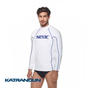 Мужская футболка для плавания с уф защитой Seac Sub T-Sun; длинный рукав; белая