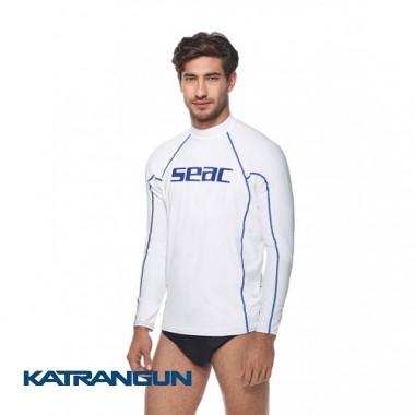 Мужская футболка для плавания с уф защитой Seac Sub T-Sun; длинный рукав; белая