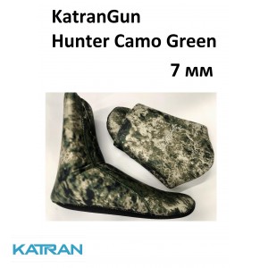 Шкарпетки для підводного полювання камуфляжні KatranGun Hunter Camo Green 7 мм; нейлон / відкрита пора