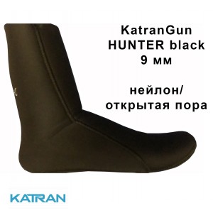 Шкарпетки для підводного полювання KatranGun Hunter Black 9 мм; нейлон / відкрита пора