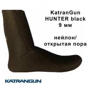 Носки для подводной охоты KatranGun Hunter Black 9 мм; нейлон/открытая пора