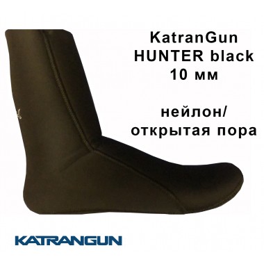 Шкарпетки неопренові для підводного полювання KatranGun Hunter Black 10 мм; нейлон / відкрита пора