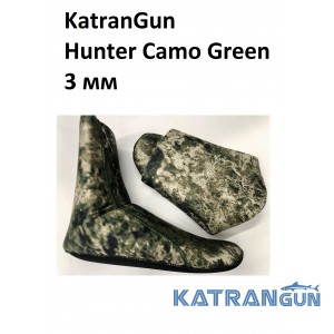 Шкарпетки для підводного полювання KatranGun Hunter Camo Green 3 мм; нейлон / відкрита пора