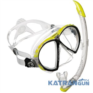 Набір для плавання маска AquaLung Favola + трубка Zephyr; жовтий