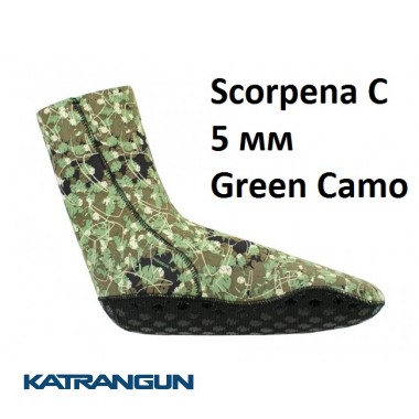 Носки для подводной охоты Scorpena C Green Camo 5 мм