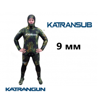 Гідрокостюм для зимового полювання KatranSUB Hunter Camo Green 3D Suiton (2025) товщина 9мм
