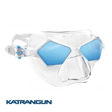 Маска фридайв Salvimar Incredible, прозрачный силикон/синие линзы