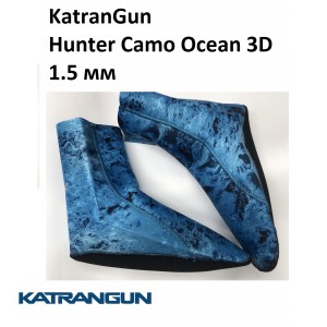 Носки для подводной охоты летом KatranGun Hunter Camo Ocean 3D 1.5 мм; нейлон/нейлон