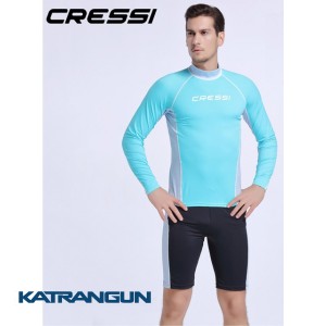 Мужской рашгард для плавания Cressi Rash Guard, длинный рукав, green/light blue