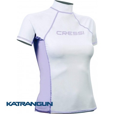 Футболка лайкровой жіноча Cressi Sub Rash Guard короткий рукав; White-Lilac