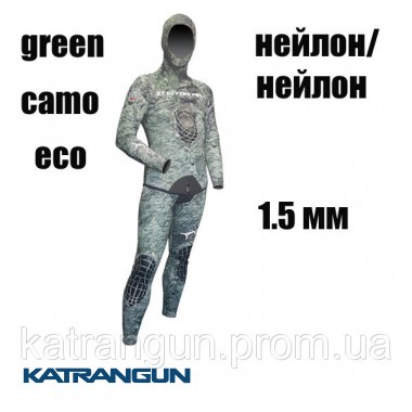 Гидрокостюм для тропиков XT Diving Pro Green Camo Eco 1.5 мм; нейлон / нейлон