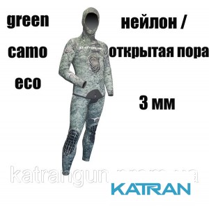 Гидрокостюм для тропиков XT Diving Pro Green Camo Eco 3 мм; нейлон / открытая пора