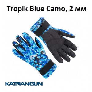Рукавички для підводного полювання Scorpena Tropik amara Blue Camo, 2 мм