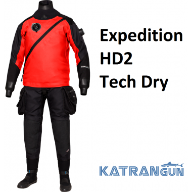 Сухий гідрокостюм Bare Expedition HD2 Tech Dry чорно-червоний