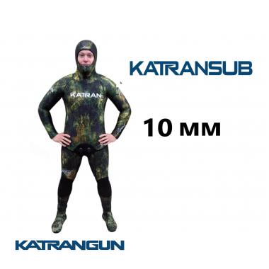 Гидрокостюм для зимней охоты KatranSUB Hunter Camo Green 3D Suiton (2025) толщина 10 мм