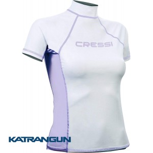 Футболка лайкровая женская Cressi Sub Rash Guard короткий рукав; White-Lilac