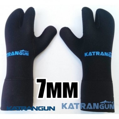 Рукавиці для підводного полювання KatranGun Hunter 7 мм; нейлон / відкрита пора; захист на долоні дюратекс