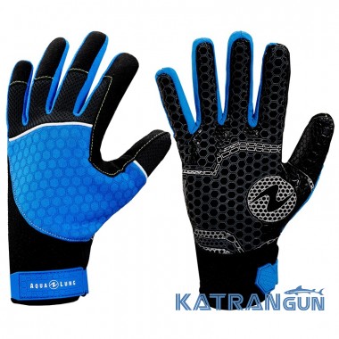 Мужские перчатки для снорклинга AquaLung Velocity; сине-чёрные