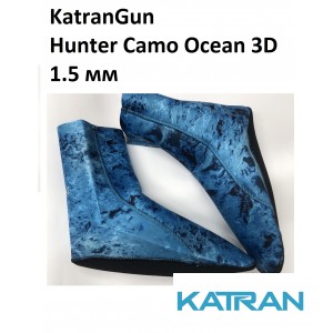 Шкарпетки для підводного полювання влітку KatranGun Hunter Camo Ocean 3D 1.5 мм; нейлон / нейлон