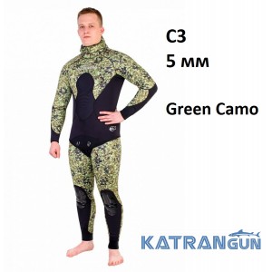 Гидрокостюм для подводной охоты Scorpena C3 5 мм; Green Camo