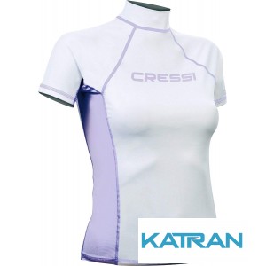 Футболка лайкровая женская Cressi Sub Rash Guard короткий рукав; White-Lilac