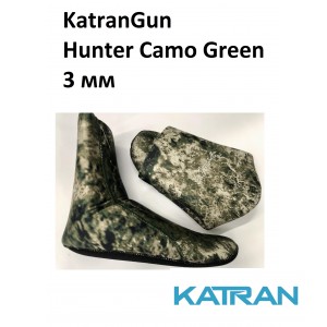 Носки для подводной охоты KatranGun Hunter Camo Green 3 мм; нейлон/открытая пора