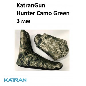 Носки для подводной охоты KatranGun Hunter Camo Green 3 мм; нейлон/открытая пора