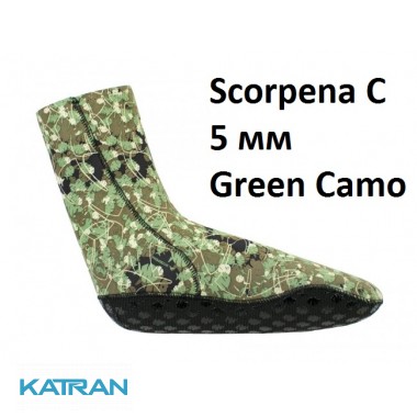 Носки для подводной охоты Scorpena C Green Camo 5 мм
