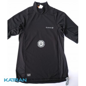 Лайкрова футболка для плавання Olaian; короткий рукав; чорна