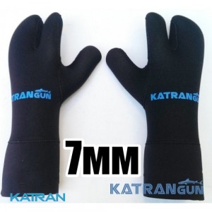 Рукавицы для подводной охоты KatranGun Hunter 7 мм; нейлон/открытая пора; защита на ладони дюратекс